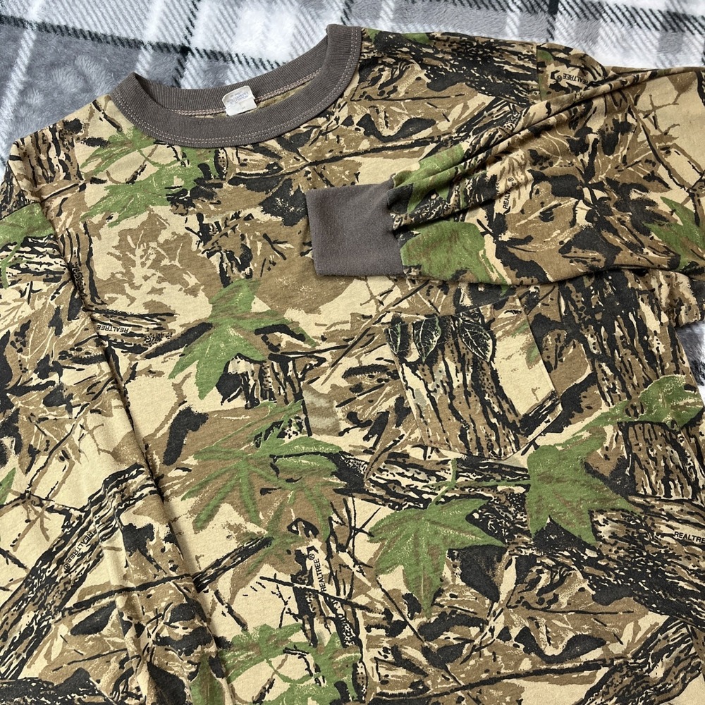 VTG 80s Realtree Camo Shirt Mens XL Long Sleeve Single Stitch Pocket USA 90s